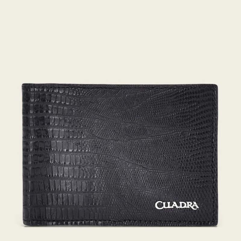 Cartera Cuadra Piel Lizard Negro Para Hombre Salinas Charreria