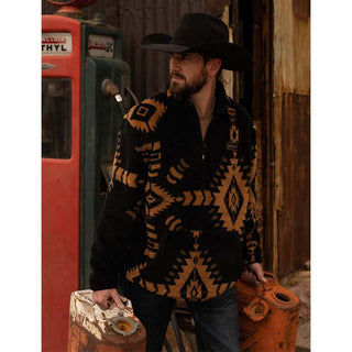 Chamarra Hooey Aztec Fleece Pullover Negra
