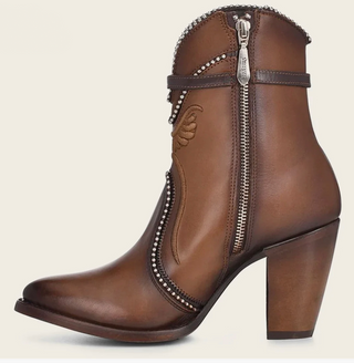 EMBROIDERED HONEY LEATHER WESTERN BOOTIE